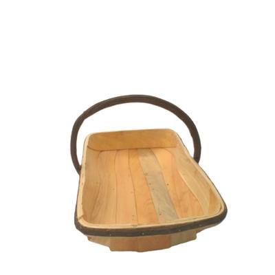 China Sustainable Hand - Woven Portable Storage Wood Chips Boat Shaped Storage Basket Square Shopping Basket for sale