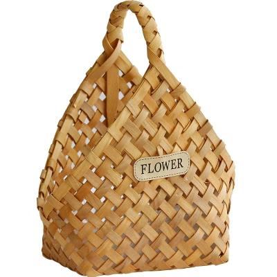 China Viable Handmade Small Decorative Storage Portable Woven Wicker Flower Gardening Basket for sale