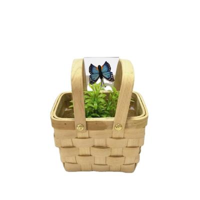 China Sustainable Wood Woven Table Top Finishing Decorative Gift Wrapping Basket Portable Sundries Storage Basket for sale