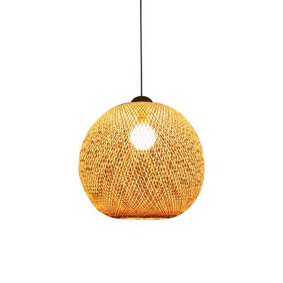 China Minimalist hand - woven furniture environmental protection decorative round bamboo and rattan chandelier wicker lampshade for sale