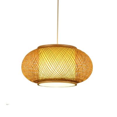 China Wholesale Minimalist Bamboo Woven Chinese Bamboo Lampshade Lantern Woven Lamp Chandelier Restaurant Chinese Lamps for sale