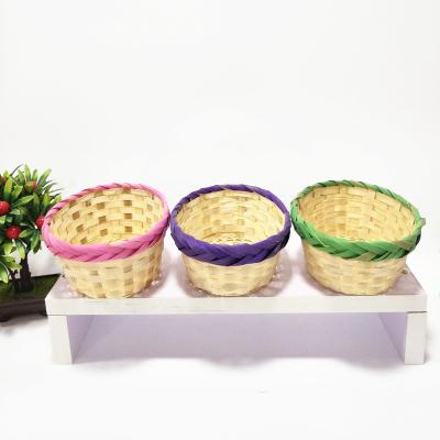 China Coloful Handmade Bamboo Woven Folding Gift Fruit and Bread Basket Wedding Storage Basket for sale