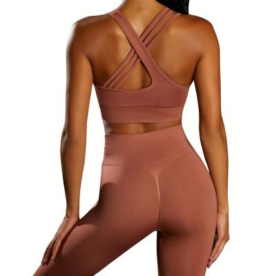 China Breathable yoga crack! crack! Women Girls Fitness Yoga Wear Seamless Fitness Legging And Bra Set for sale