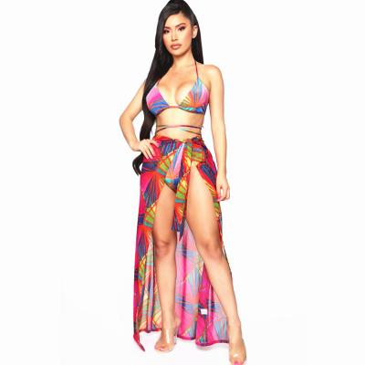 China Wholesale Breathable Micro Transparent Bikini Women Three Piece Neon Swimwear for sale