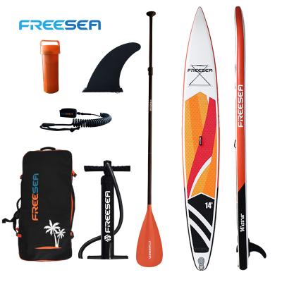 China FREESEA 14' Unisex Durable Factory Price Racing Inflatable Paddle Board SUP Racing Surf Board for sale