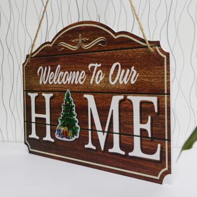 China China Factory Custom Printing Wooden Christmas Welcome Sign For Front Door for sale