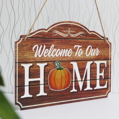 China China Custom Printing Wooden Hanging Welcome Sign For Front Entrance Decor for sale