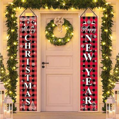 China New Design Merry Christmas Banners Custom Door Curtain Couplet Hanging Decorative Banners for sale