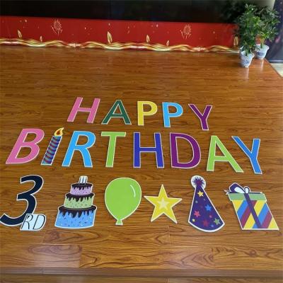 China Waterproof Plastic Yard Sign Decoration Happy Birthday Letters The Yard Sign With Stakes for sale