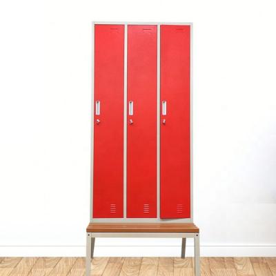 중국 Fit for School 3 Door Gym Metal Locker Clothes Wardrobe Cabinet Steel Cabinet with Bench 판매용