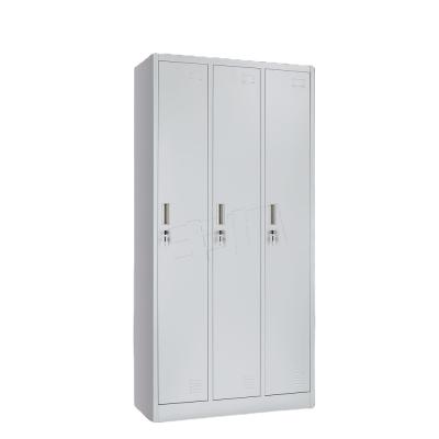 China Fit for School 3 Doors Clothing Storage Lockers Metal Bedroom Cabinets Durable Steel Locker Cabinets Wardrobe for sale