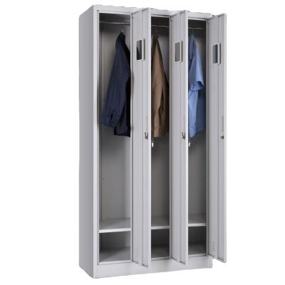 China almirah 3 (Size) Locker Room 3 Doors Locker Wardrobe Stainless Steel Adjustable Door Metal Clothes Wardrobe for sale