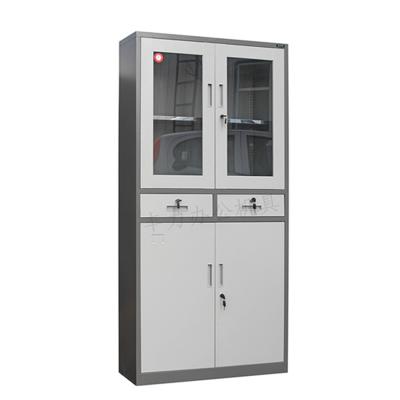 China Take Down Home Or Office Furniture Steel Book Cabinet With Tempered Glass Door for sale