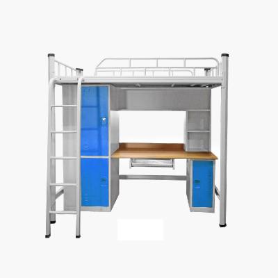 China Modern School Double Dorm Apartment Bed Locker Metal Steel Bunk Beds With Desk And Wardrobe for sale