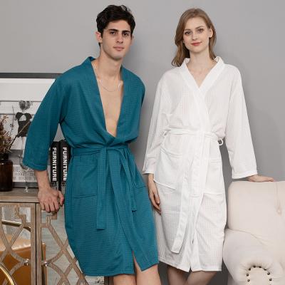 China QUICK DRY Autumn Long Sleeve Sleepwear Couples Matching Pajamas Nightgown Cardigan Couple Waffle Bathrobes for sale