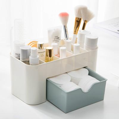 China Viable Plastic Makeup Organizer MakeUp Brush Storage Box With Drawer Cotton Pad Stick Storage Case Organizador D'Escritori for sale