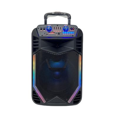 China Mini Fashion Party Box Speaker 12 inch plastic portable speaker rechargeable battery with cart and wheels party speaker for sale