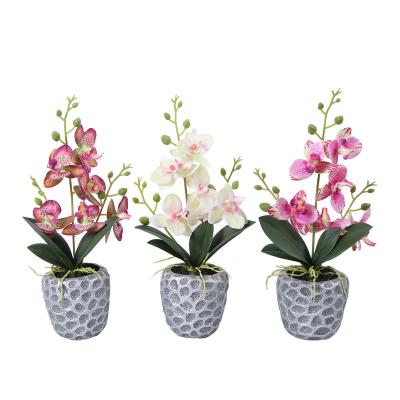 China Beautiful Hot Selling Colorful Artificial Flower Plant Pots Butterfly Orchid Artificial Plants In Pots For Home Office Indoor Office Decor Plant Decorative Pots for sale