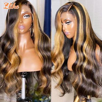 China Transparent Body Wave Hair Hd Full Lace Wig, With Baby Hair Hd Highlight Lace Front Wig, Virgin Glueless Ombre Piano Color Lace Wigs for sale