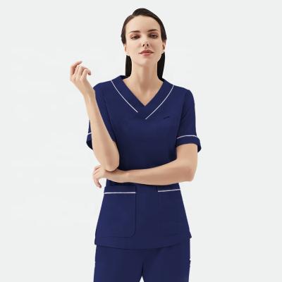 China 2021 New Fashion Comfortable Wholesale Antistatic Polyester Spandex Cyalaa Antibacterial Medical Uniform Scrubs Nurse Hospital Uniform for sale