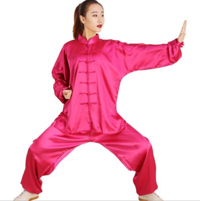 China Cyalaa Factory Soft Wholesale Customized Logo Tai Chi Unifoem Practice Clothes Made Silky Smooth Colorful for sale