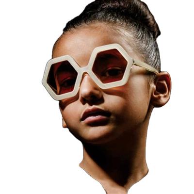 China Comfort Glasses 2021 Fashion Sunglasses For Children PC Frame Sun Glass Hexagon Shape Kids Eyewear Shades for sale