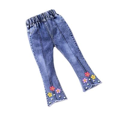 China Little Girls Fashion Cartoon Jeans Pants Breathable Pants With Embroidery Cute Rabbit For Baby Toddler for sale