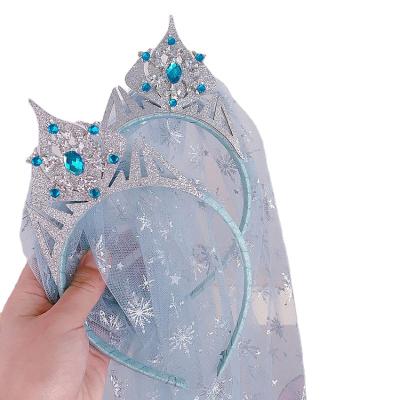 China Comfortable Soft Hair Accessories Princess Snow Ice Magic Magic Wand Set Headdress Long Veil Jewelry Crown Headband Girl Birthday Children Gift for sale