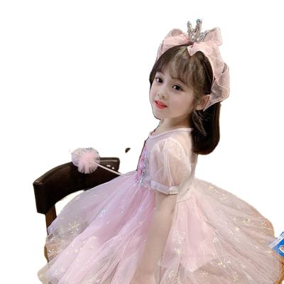 China Summer Popular Children's Mesh Headband Princess Crown Shining Bow Girl's Diamond Headdress Korean Women's Headdress for sale