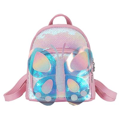 China New Lucky Pig Shopping 2-5 Kids Travel Sequin Backpack Kindergarten Schoolbag Lost Proof Butterfly Cute Children's Bag for sale