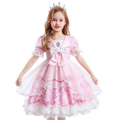 China Washable Girls' Lolita Short Sleeve Dress Summer Navy Collar Princess Dress for sale