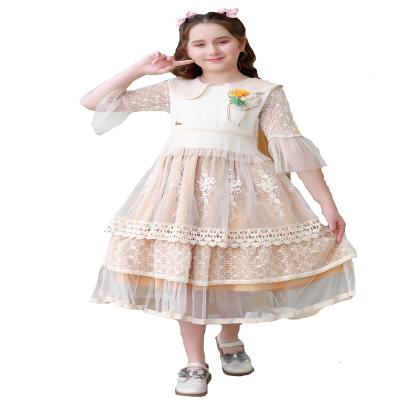 China 2021 Girls Breathable Boutique White Princess Lace Formal Dress For Girls Dreamy Dress for sale