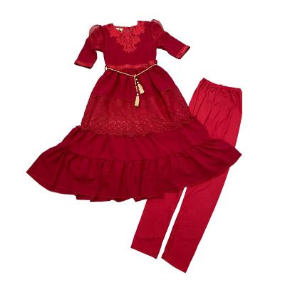 China 2021 Newest Design Breathable Tulle Girls Elegant Breathable Designer Sets Dress Little Girl Set for sale