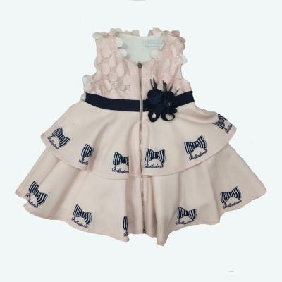 China Hot Girl's Dress Breathable Upper Body Scale Splicing+ Girls Clothing, Girls Double Layer Zipper Ruffle Skirt Bow 13to14 Years Dress Dress for sale