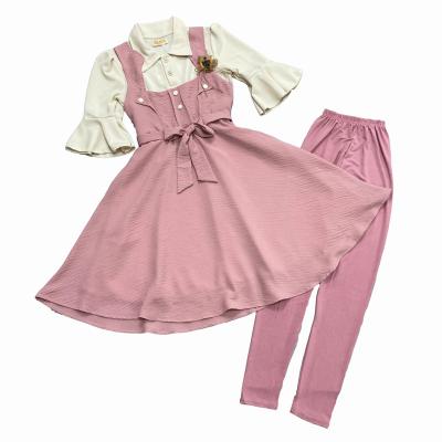 China 2021 Breathable Children's Two Dress Dresses With Suspenders Kid Dress Set for sale