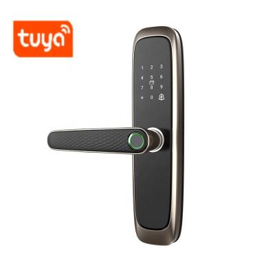 China Smart Finger Print Lock Outside Bedroom Door Tuya App Card Password Smart Lock for sale