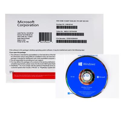 China Wholesale 10pcs Microsoft Windows 10 OEM DVD Full Package English Win 10 Home HomeWin Top 10 Home OEM for sale