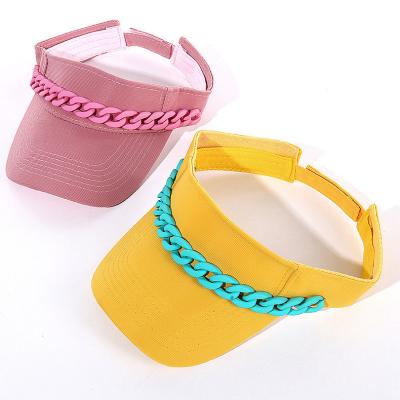 China 2021 new arrival high quality colorful sun visor hat women summer parasol chain decorative hat for sale