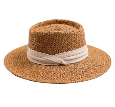 China 2021 New Striped Simple Hand - Woven Straw Hat Beach Sun Hat Summer Outdoor Wide Brim for sale