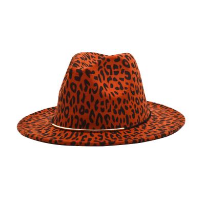 China 2021 new image women's autumn and winter trend leopard print polyester men's fashion felt jazz outdoor hat for sale