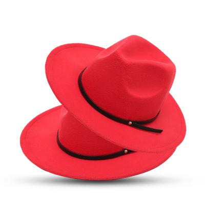 China Custom Picture 2021 New Wool Jazz Hat Felt Felt Hats Fashion Wide Overflow Rope Jewelry Deco Fedora Hats for sale