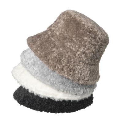 China Fisherman Hat Designer Winter Outdoor Warm Lambswool 2021 Vintage Colors Faux Fur Bucket Thicken Bucket Hat For Women for sale