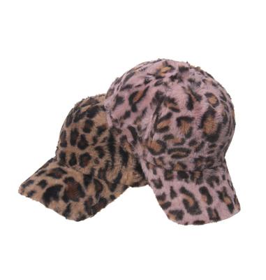 China 2021 New COMMON Hats Ladies Leopard Print Winter Casual Baseball Cap Winter Warm Plush Sports Hat Baseball Hat for sale