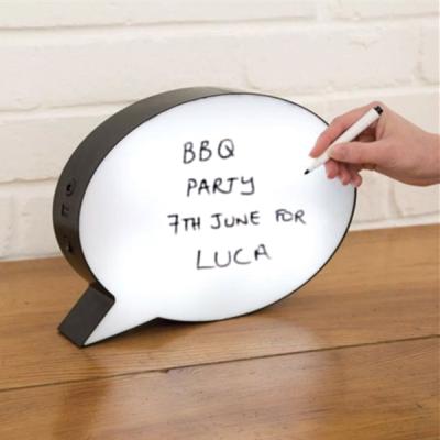 China Eco-Friendly Erasable LED Speech Bubble Message Board Sign with Marker Pen, Battery Operated, 6 AAA Batteries (Not Included) for sale