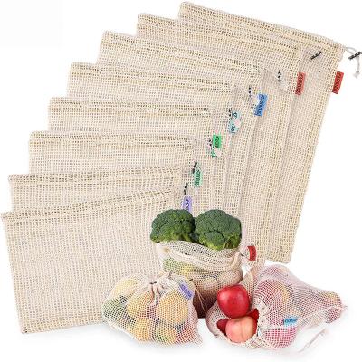 China Quick Set Reusable Mesh Drawstring Bag Handled Net Cotton Mesh Product Shipping Bags Produce Bag for sale