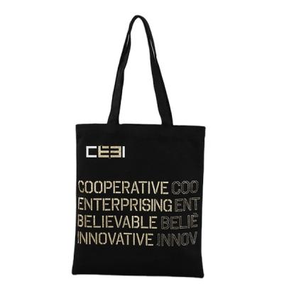 China Wholesale Customized Promotional Tote Bag 100% Customized Handled Cotton Canvas Handle Bag Black Custom Print Cheap for sale