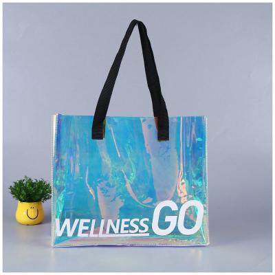 China 2020 Hot Sales Customized Logo PVC Handled Transparent Fashionable Cosmetic Bag for sale