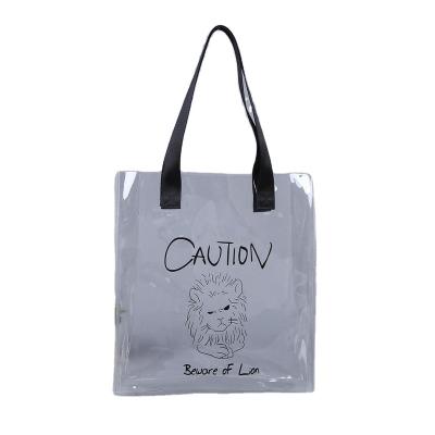 China Wholesale Transparent Waterproof PVC Handled Shopping Bag Tote Bag Clear Tote Bag for sale