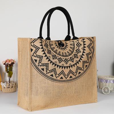 China Eco Friendly Custom Handled Printed Heavy Duty Burlap Shopping Tote Gift Bag for sale