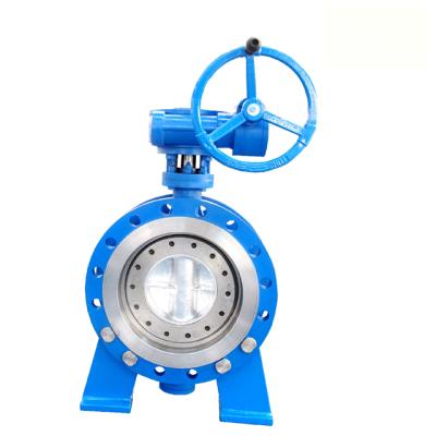 China DN300 PN10 DN500 Sewage Worm Gearbox Seat Ring Carbon Steel Three Eccentric Revolving Butterfly Valve for sale